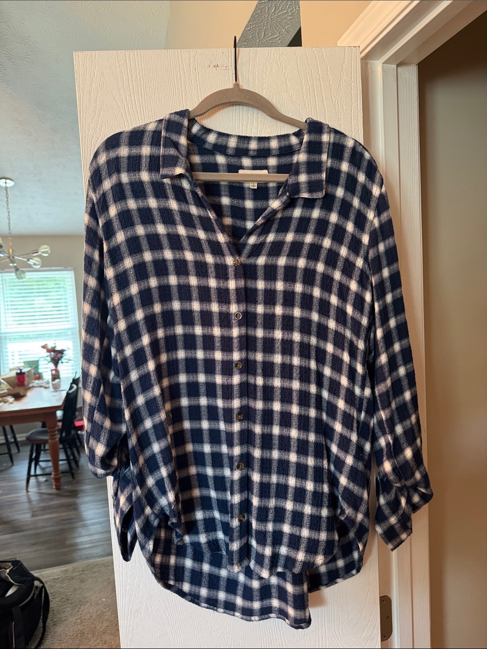 WORN ONCE Thread & Supply Navy and White Plaid Button-Down Shirt